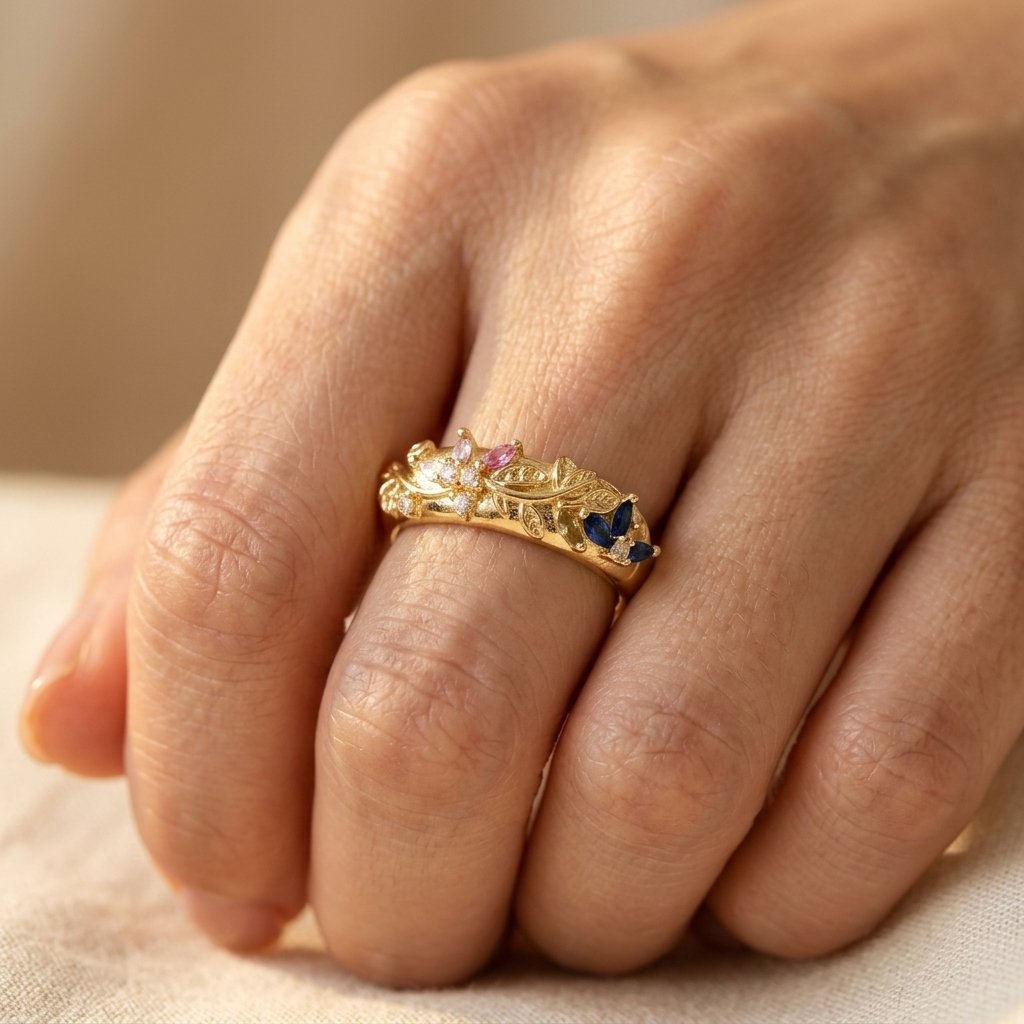 Vintage Gold Filigree Gemstone Ring