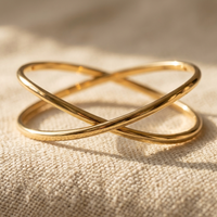 Gold Twisted Cuff Open Bracelet