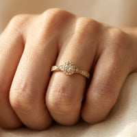 Vintage Gold Filigree Round Cubic Zirconia Ring