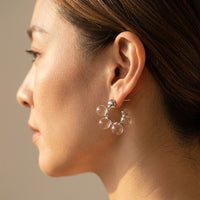 Sculptural Silver Clear Pink Bubble Hoop Earrings