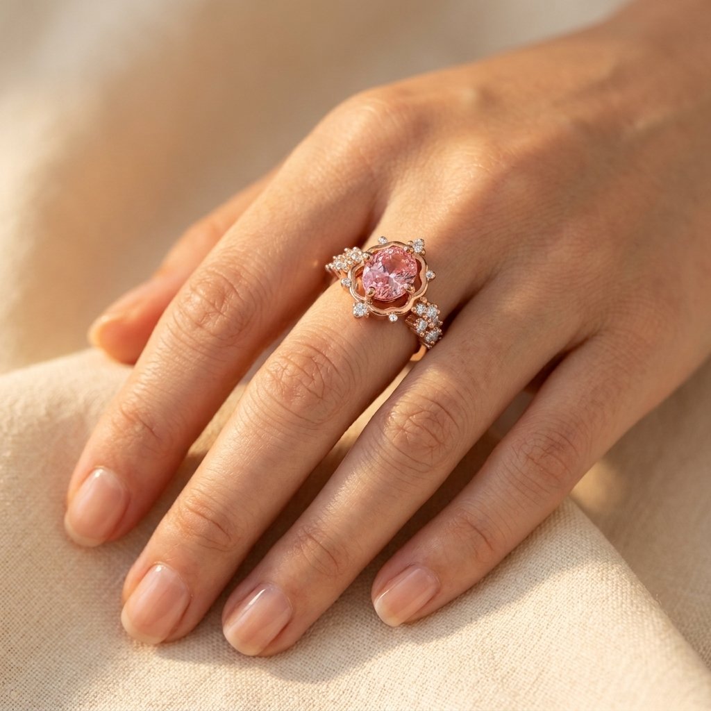 Rose Gold Pink Tourmaline Filigree Ring