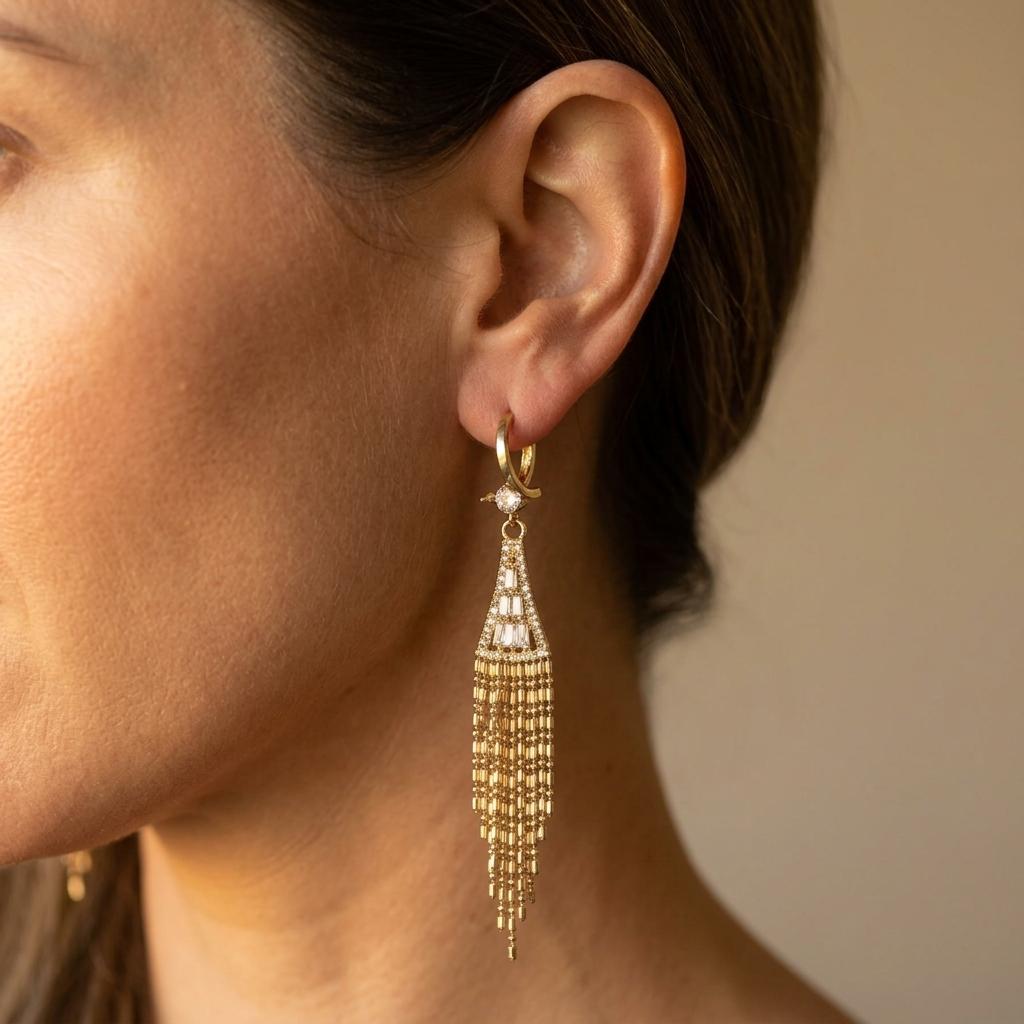Vintage Antiqued Chandelier Drop Earrings Black Crystal