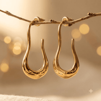 Gold Teardrop Hoop Stainless Steel Earrings