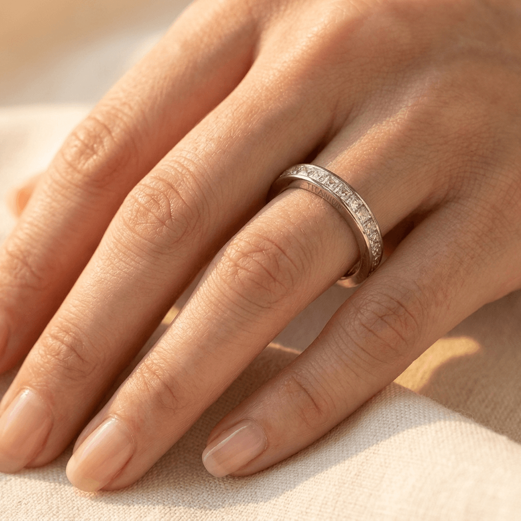 Titanium Princess Channel Set Band Ring