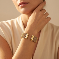 Gold Mesh Woven Stainless Steel Cuff Bracelet