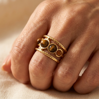 Vintage Gold Tigers Eye Multi Stone Ring