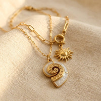 Boho Gold Layered Spiral Shell Necklace