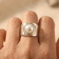 Vintage Silver Gold Pearl Statement Ring