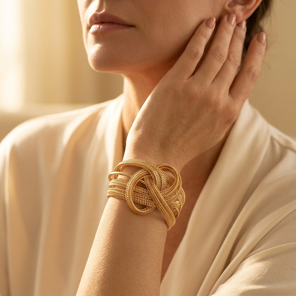 Gold Geometric Hollow Open Cuff Bracelet