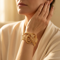 Gold Geometric Hollow Open Cuff Bracelet