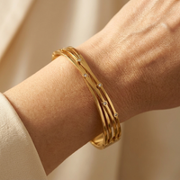 Gold Diamond Accent Stackable Bangle Bracelet