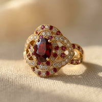 Vintage Gold Oval Ruby Filigree Ring