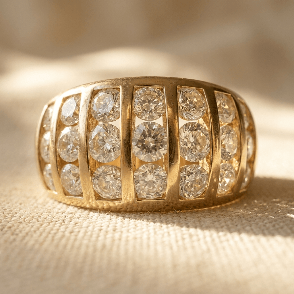 Vintage Wide Channel Synthetic Zirconia Ring