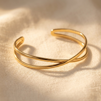 Gold Twisted Cuff Open Bracelet