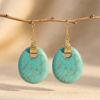 Boho Gold Filigree Turquoise Teardrop Earrings