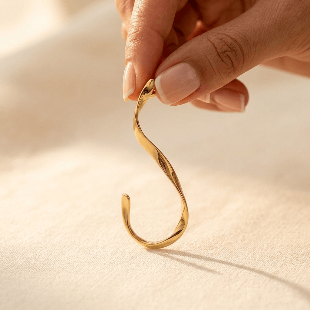 Elegant Gold Curved S Shape Hook Earrings