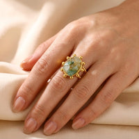 Vintage Gold Raw Emerald Oval Ring