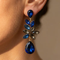 Gold Blue Sapphire Teardrop Earrings