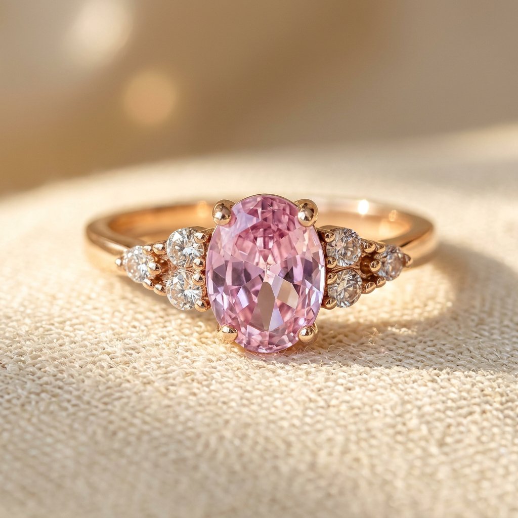 Rose Gold Pink Tourmaline Oval Ring