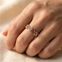 Boho Gold Multicolor Gemstone Floral Ring