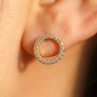 Gold Crystal Circle Halo Earrings