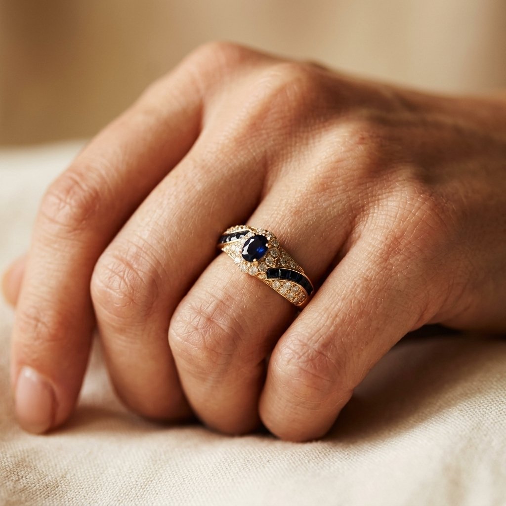 Vintage Gold Sapphire Oval Filigree Ring