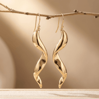Gold Twisted Spiral Drop Earrings