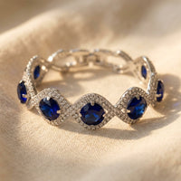 Vintage Silver Sapphire Round Bracelet