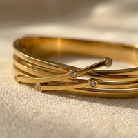 Gold Diamond Accent Stackable Bangle Bracelet
