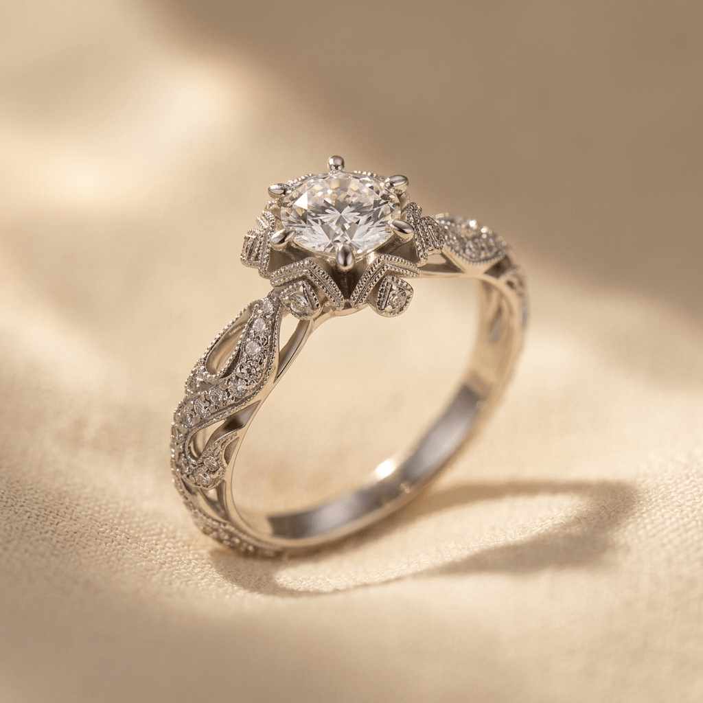 Bohemian Gold Synthetic Zirconia Enamel Ring
