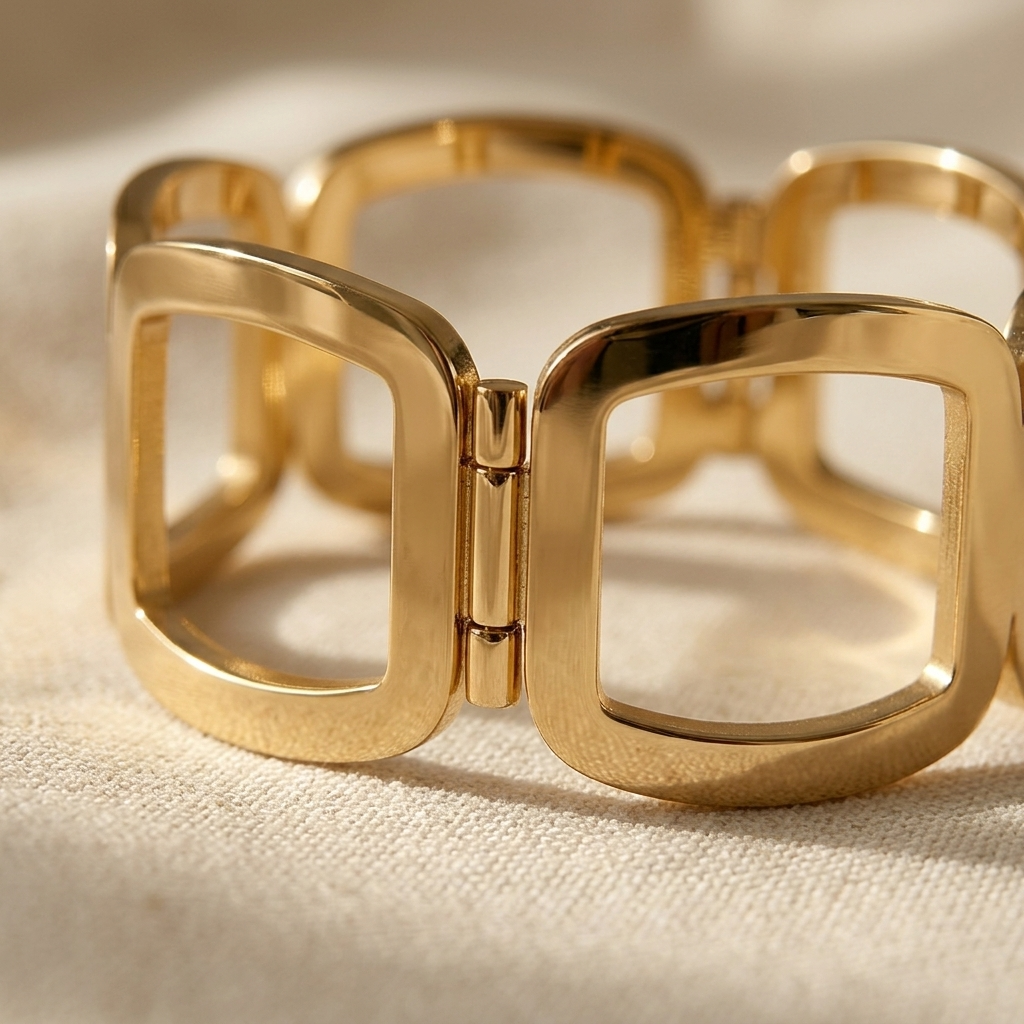Gold Geometric Hollow Open Rectangle Bracelet