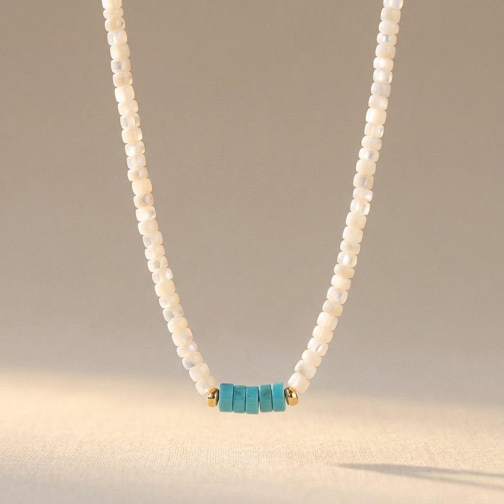 Vintage Gold Turquoise Beaded Necklace