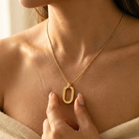 Gold Oval Link Double Chain Necklace