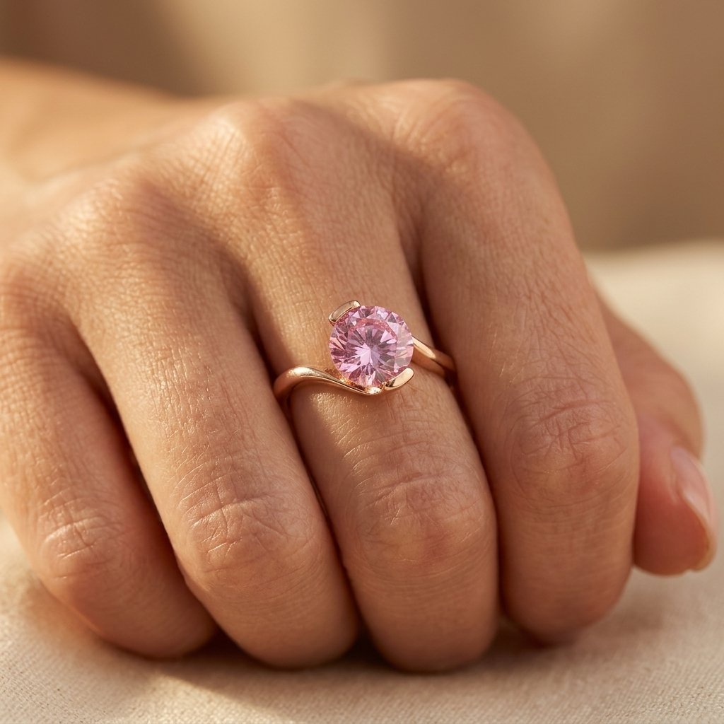 Rose Gold Pink Tourmaline Oval Ring