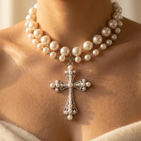 Pearl Inlaid Layered Necklace Jewelry Set