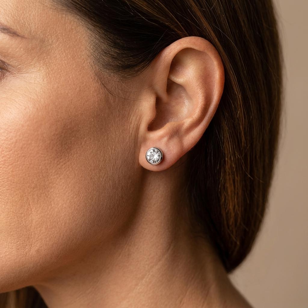 Birthstone Stud Earrings Elegant Simple