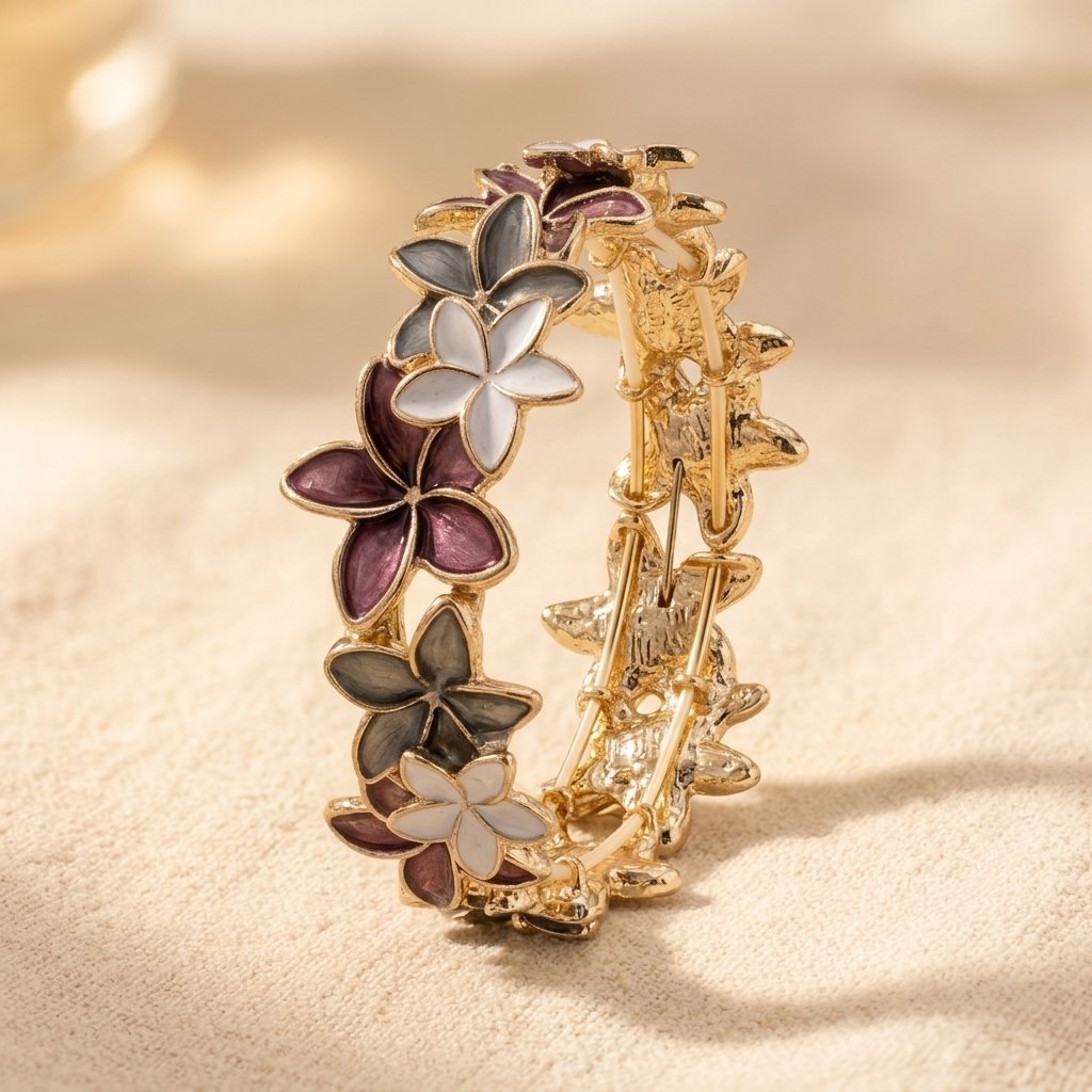 Gold Multicolor Floral Inlay Bracelet