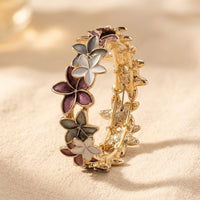 Gold Multicolor Floral Inlay Bracelet
