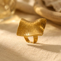 Minimalist Gold Textured Square Ring