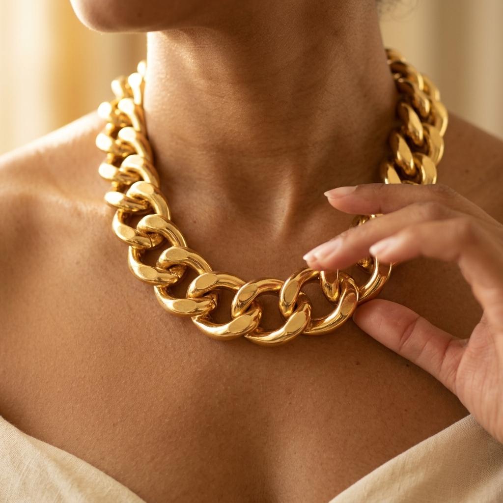 Chunky Golden Bead Layered Statement Necklace
