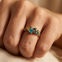 Gold Multistone Cluster Cocktail Ring