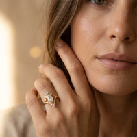 Gold Marquise Diamond Halo Ring