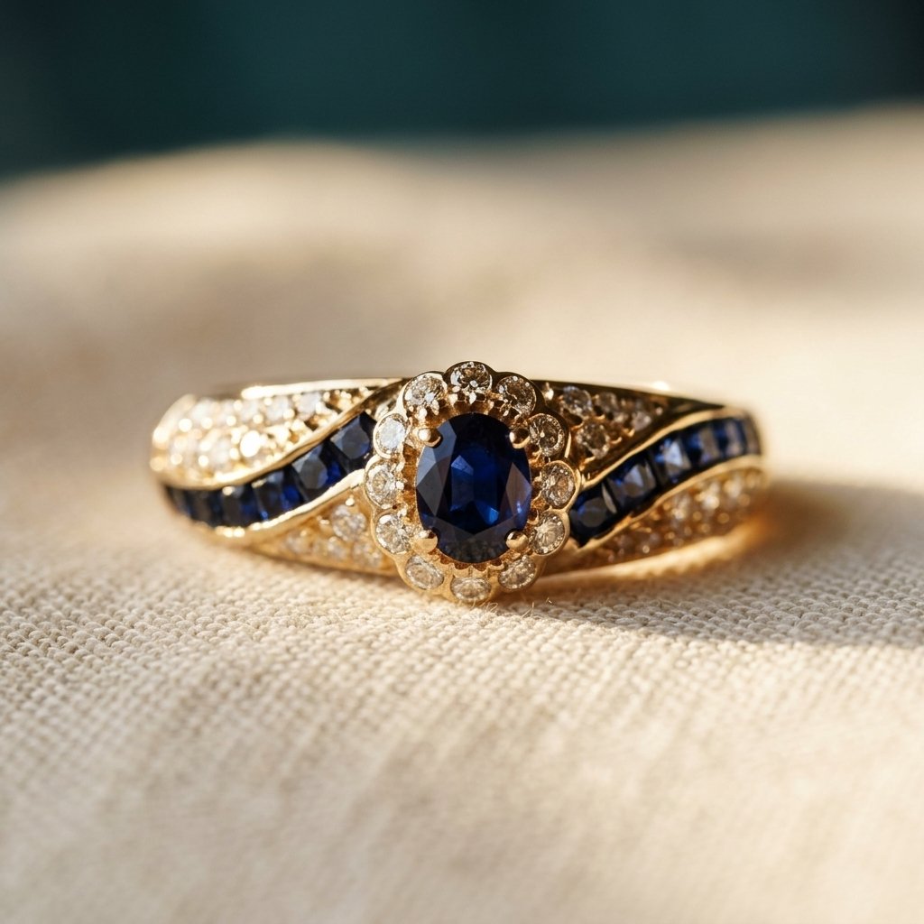 Vintage Gold Sapphire Oval Filigree Ring