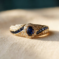 Vintage Gold Sapphire Oval Filigree Ring