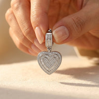 Silver Cubic Zirconia Double Heart Earrings