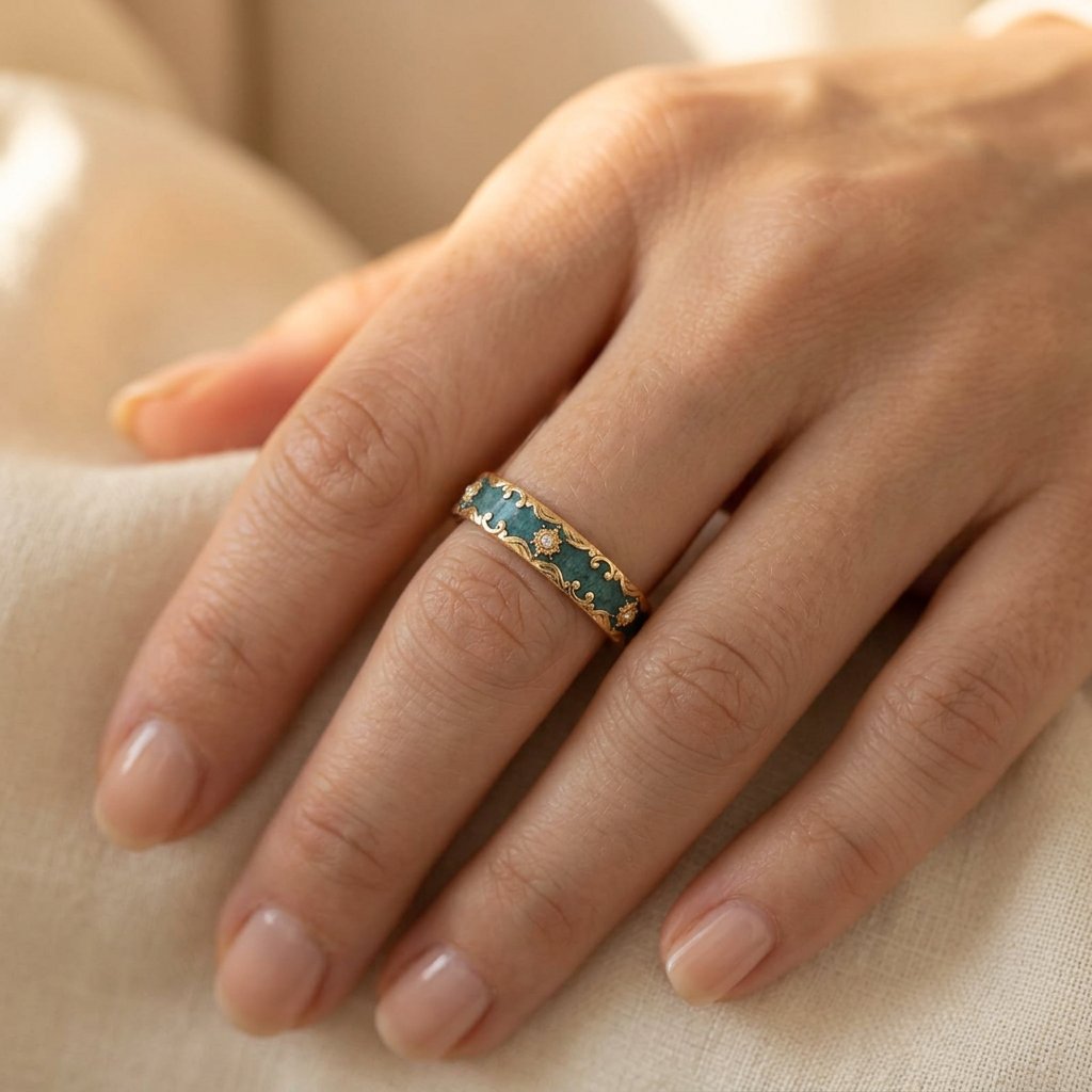Vintage Gold Turquoise Filigree Ring