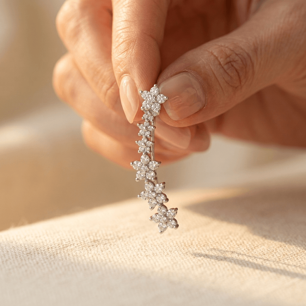 Silver Cubic Zirconia Star Drop Earrings