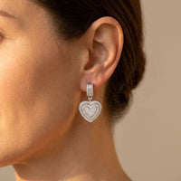 Silver Cubic Zirconia Double Heart Earrings