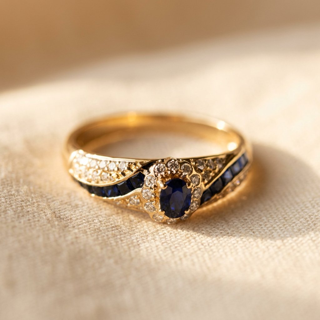 Vintage Gold Sapphire Oval Filigree Ring