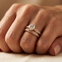 Rose Gold Round Cubic Zirconia Filigree Ring Set